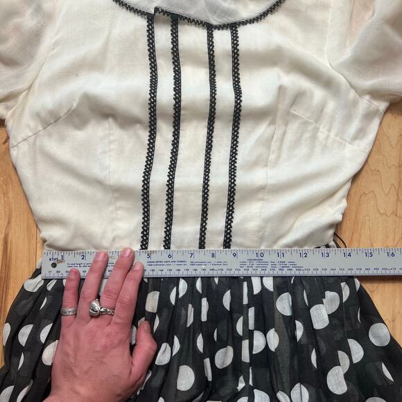 VINTAGE 60s Jody T Of California Skater Dress Size 4 Retro Polka Dot W/ Belt - Picture 3 of 8